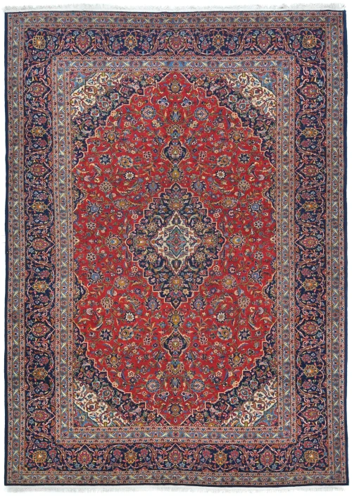 Vintage Red Floral Traditional 9x13 Kashan Persian Rug