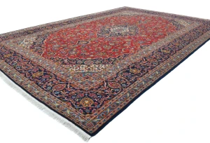 Vintage Red Floral Traditional 9x13 Kashan Persian Rug