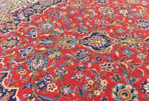 Vintage Red Floral Traditional 9x13 Kashan Persian Rug