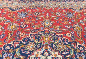 Vintage Red Floral Traditional 9x13 Kashan Persian Rug
