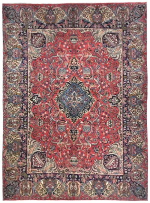 Vintage Bittersweet Red Traditional 10X13 Kashmar Persian Rug