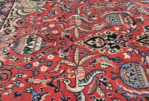 Vintage Bittersweet Red Traditional 10X13 Kashmar Persian Rug