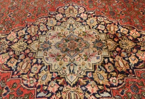 Vintage Orange-red Tribal Floral 10X13 Bidjar Persian Rug