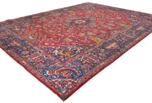 Vintage Red Pictorial Traditional 10X13 Kashmar Persian Rug