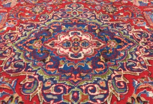 Vintage Red Pictorial Traditional 10X13 Kashmar Persian Rug