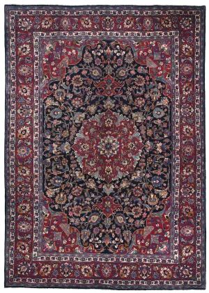 Vintage Dark Purple-navy Traditional 8'2X11'6 Kashmar Persian Rug