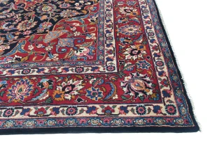 Vintage Dark Purple-navy Traditional 8'2X11'6 Kashmar Persian Rug