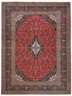 Vintage Red Floral Traditional 10X13 Kashan Persian Rug