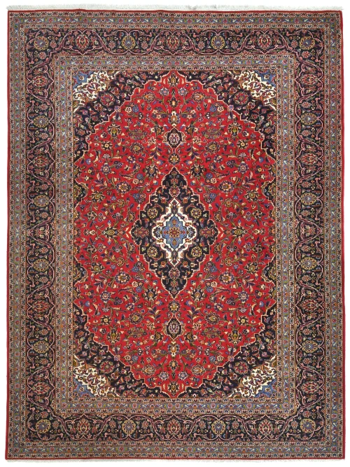 Vintage Red Floral Traditional 10X13 Kashan Persian Rug