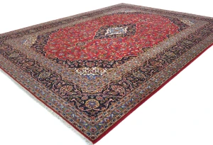 Vintage Red Floral Traditional 10X13 Kashan Persian Rug