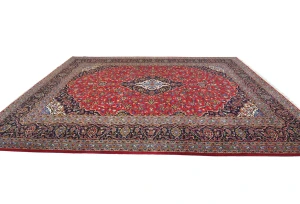 Vintage Red Floral Traditional 10X13 Kashan Persian Rug