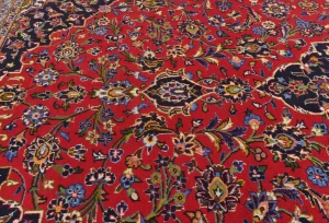 Vintage Red Floral Traditional 10X13 Kashan Persian Rug