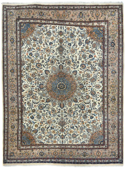 Vintage Cream Traditional 10X13 Kashmar Persian Rug