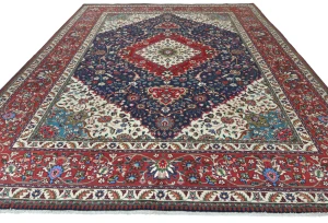 Vintage Purple-navy Floral Traditional 9'8X12'4 Tabriz Persian Rug