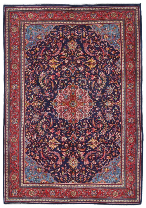 Vintage  Purple-navy Floral Traditional 7X10 Mahal Persian Rug