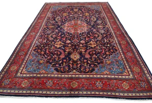 Vintage  Purple-navy Floral Traditional 7X10 Mahal Persian Rug