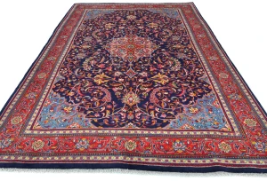 Vintage  Purple-navy Floral Traditional 7X10 Mahal Persian Rug