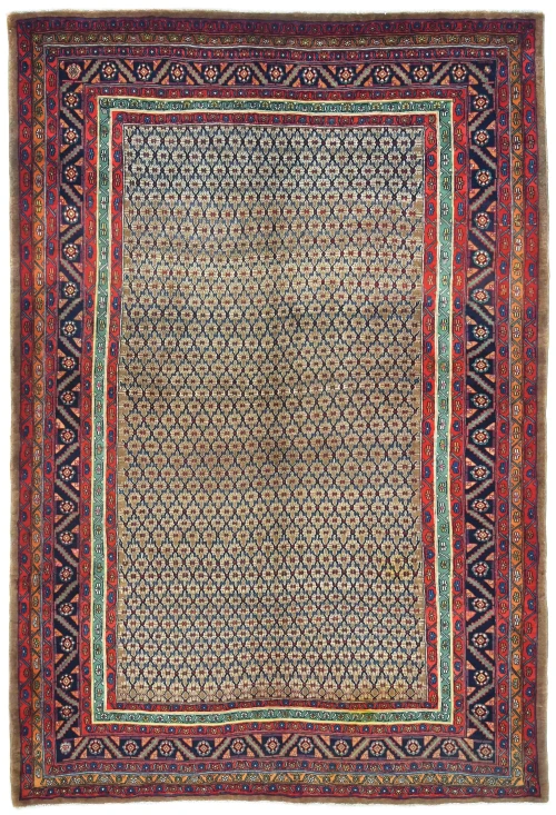 Vintage Khaki Tribal 7X10 Koliaie Persian Rug