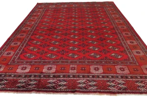 Vintage Red Tribal 8X11 Turkoman Persian Oriental Rug