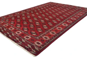 Vintage Red Tribal 7X11 Turkoman Persian Oriental Rug