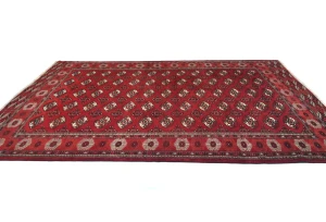 Vintage Red Tribal 7X11 Turkoman Persian Oriental Rug