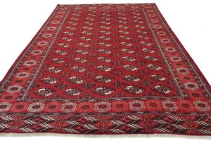 Vintage Red Tribal 7X11 Turkoman Persian Oriental Rug