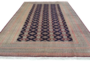 Vintage Purple-navy Tribal 8X11 Turkoman Persian Oriental Rug