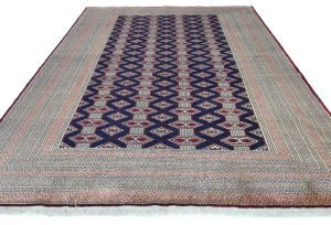 Vintage Purple-navy Tribal 8X11 Turkoman Persian Oriental Rug
