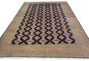 Vintage Purple-navy Tribal 7X10 Turkoman Persian Oriental Rug