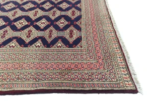 Vintage Purple-navy Tribal 7X10 Turkoman Persian Oriental Rug