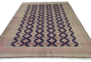 Vintage Purple-navy Tribal 7X10 Turkoman Persian Oriental Rug