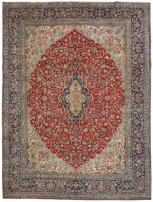 Vintage Red Traditional Floral 10x13 Kerman Persian Rug