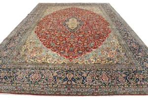 Vintage Red Traditional Floral 10x13 Kerman Persian Rug