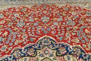 Vintage Red Traditional Floral 10x13 Kerman Persian Rug