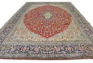 Vintage Red Traditional Floral 10x13 Kerman Persian Rug