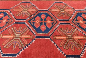 Vintage Tribal Geometric 5X13 Meshkin Persian Runner Rug