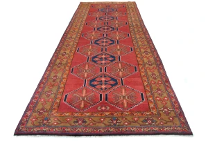 Vintage Tribal Geometric 5X13 Meshkin Persian Runner Rug