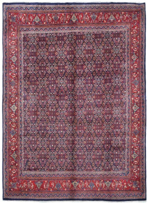 Vintage Purple-navy Floral Traditional 9x12 Mahal Persian Rug