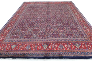 Vintage Purple-navy Floral Traditional 9x12 Mahal Persian Rug
