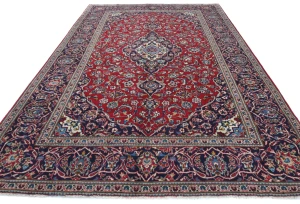 Vintage Red Floral Traditional 8x11 Kashan Persian Rug