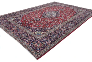 Vintage Red Floral Traditional 8x11 Kashan Persian Rug