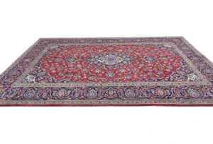 Vintage Red Floral Traditional 8x11 Kashan Persian Rug