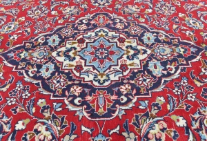 Vintage Red Floral Traditional 8x11 Kashan Persian Rug