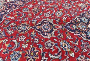Vintage Red Floral Traditional 8x11 Kashan Persian Rug