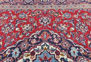 Vintage Red Floral Traditional 8x11 Kashan Persian Rug
