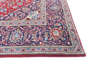 Vintage Red Floral Traditional 8x11 Kashan Persian Rug
