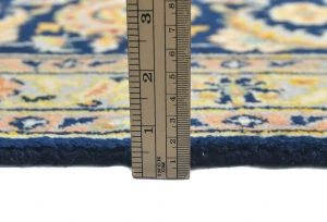 Vintage Dark Navy Floral Traditional 9X13 Kashan Persian Rug