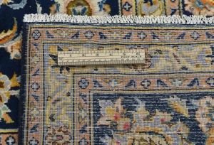 Vintage Dark Navy Floral Traditional 9X13 Kashan Persian Rug