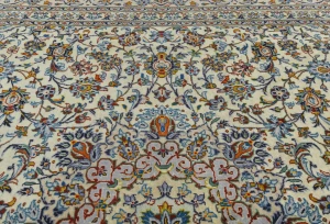 Vintage Cream Traditional 9X12 Kashan Persian Rug