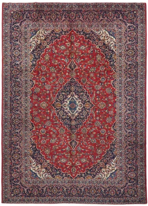 Vintage Red Floral Traditional 10X13 Kashan Persian Rug